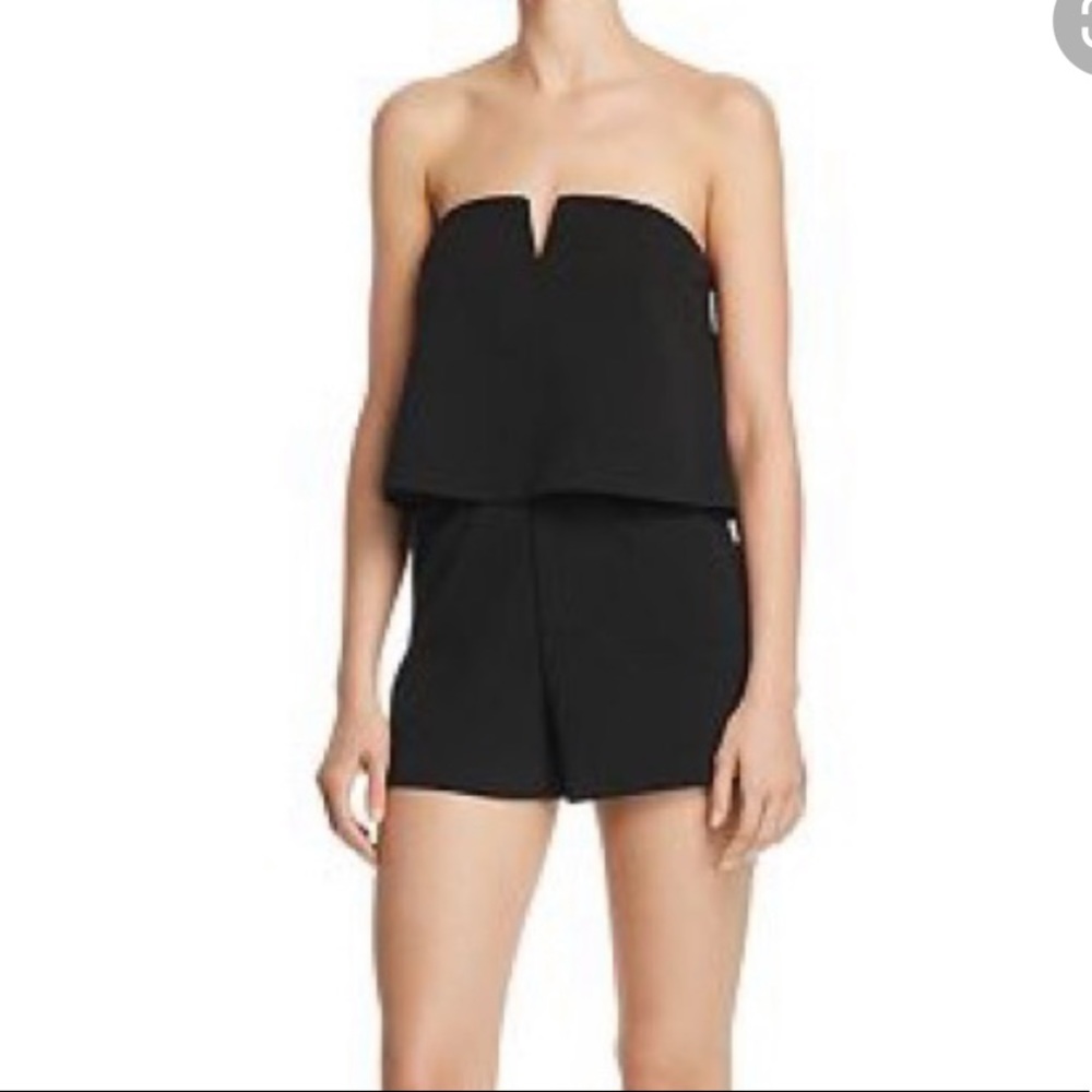 AQUA Strapless V Popover Romper